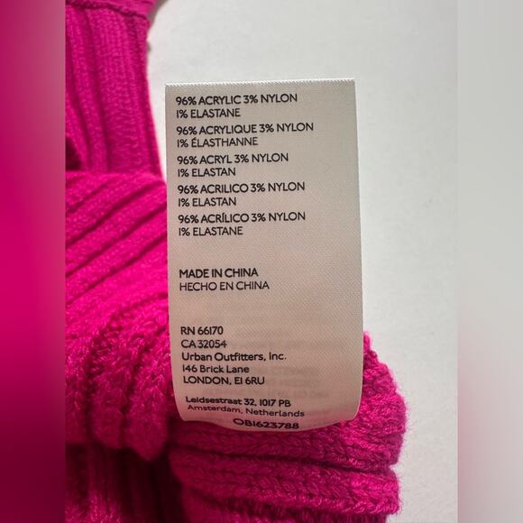 Anthropologie Turtleneck Hot pink Sweater midi mini Dress long sleeves Small - Picture 4 of 7